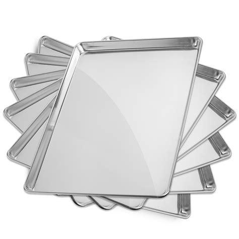 flat metal cookie sheets|aluminized steel baking sheets.